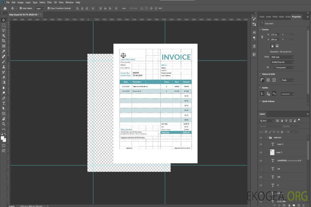 Modèle de facture de conseil juridique template